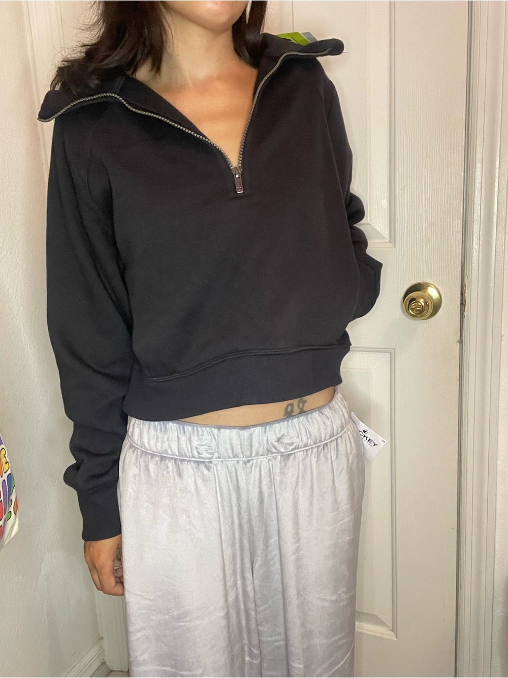 Women’s 1/2 Zip Fleece Sweatshirt Black Size M ( All in Motion)